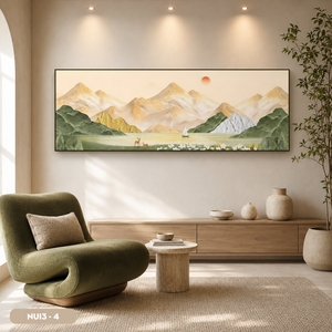 Peinture murale paysagère en soie de qualité supérieure, modèle exquis NUI3 - 4, œuvre d'art faite à la main, décoration moderne pour la maison, marque HALO, fabriqué au Vietnam - Product Image 6