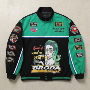 Vêtements d'extérieur de mode en coton et polyester pour hommes, respirants, d'hiver, avec patch brodé personnalisé pour équipe de course, vente en gros OEM de streetwear - Product Image 1