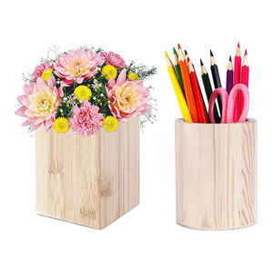Porte-stylo en bois naturel personnalisé avec logo, organisateur de bureau en bois à peindre soi-même, papeterie durable pour bureau, maison, étudiants, vente en gros - Product Image 1