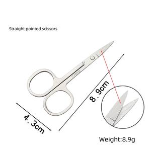 Custom Logo <b>Small</b> Stainless Steel Ceramic Handle Straight <b>Safe</b> Sharp Nose Hair Trimming Eyebrow Scissors Beauty Care Tool ANAAIF - Product Image 6