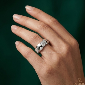 Anillo de Diamante Cultivado en Laboratorio con Corte Redondo de Diseñador, Chapado en Rodio, en Oro Blanco de 9KT, 10KT, 14KT y 18KT, Certificado IGI, Anillo de Compromiso de Lujo - Product Image 6