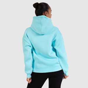 Women's Plus Size <b>Long</b> Fleece Fabric Light Blue Custom Print Embroidery Eco-Friendly Hooded Oversized Winter <b>Sweatshirts</b> Hoodies - Product Image 2