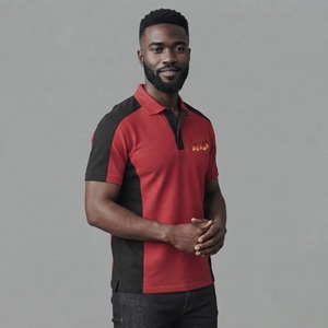 Polo de hombre moderno 100% algodón, 200 GSM, con logo impreso DTF personalizado, tejido de punto de 2 colores, de secado rápido, estilo urbano. - Product Image 3