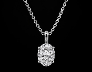 IGI Certificate 1CT Oval Lab Diamond 4 Prong Detachable Pendant <b>Necklace</b> HPHT Brilliant <b>D</b> VS1 Diamond 18K Gold <b>Necklace</b> - Product Image 1