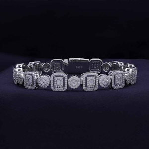 Bracelet Tennis de Luxe en Moissanite Taille Brillante, Plaqué Rhodium, Argent 925, Bijou Hip Hop Scintillant, Cadeau pour Hommes et Femmes - Product Image 1