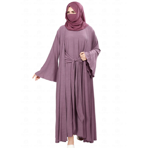Pakistan Modest High Quality Linen/Cotton/Polyester Embroidery Seamless Lightweight Quick Dry Breathable <b>Flared</b> Hem Muslim Women - Product Image 1