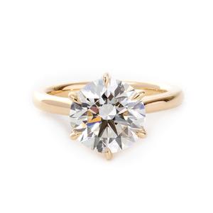 Custom 3 Carat Lab Created Diamond Real <b>Gold</b> <b>Ring</b> Boutique Style Round Solitaire Handcrafted U Shape Pavé Statement Wedding <b>Set</b> - Product Image 5