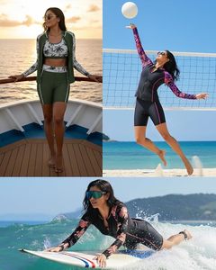 Ensemble de 3 pièces pour femmes, haut de sport à manches longues, soutien-gorge de sport, short taille haute, tenue de bain pour l'entraînement - Product Image 6