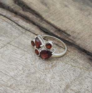Handmade Garnet <b>Two</b> <b>Stone</b> <b>Ring</b> 925 Sterling Silver Elegant Women's Jewelry Gift - Product Image 3