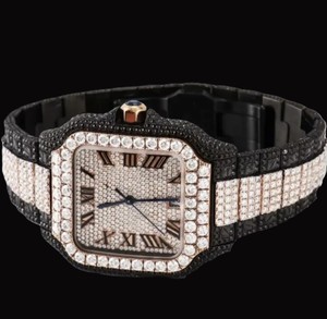 Reloj de Hombre con Diseño Atractivo, Caja Cuadrada de Dos Tonos, Diamantes Moissanite, Números Romanos, Estilo Hip Hop, Personalizado, Elegante y Moderno - Product Image 3