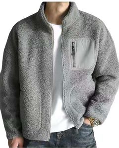 OEM front zip pocket custom men <b>shearling</b> berber coat outwear sherpa fleece <b>jacket</b> - Product Image 1