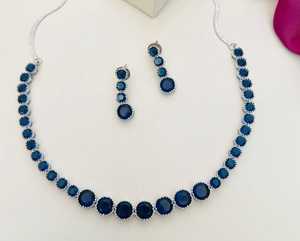 Fabricant indien en acier inoxydable AD CZ plaqué argent rond simple ligne pierre verte mode bijoux collier femmes accessoires - Product Image 4