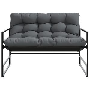 Banco de Jardín Color Antracita, Acero con Recubrimiento en Polvo Negro con Textilene, Banco de Patio - Product Image 4