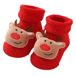 Chaussettes de marche tricotées pour bébé, motif renne de Noël rouge, Père Noël et étoile, antidérapantes, pour 0,5-3 ans, usage hivernal - Product Image 5