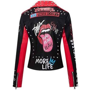 Women Studded Leather <b>Jacket</b> <b>Punk</b> Black Motorcycle Biker <b>Jacket</b> PU Genuine Leather OEM Custom Wholesale Supplier - Product Image 6