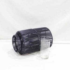 Pot à bougie cylindrique en plastique noir, ignifuge, lanterne de décoration pour la maison - Product Image 2