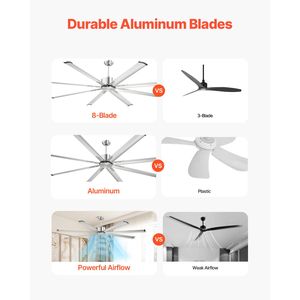 Ventilatore da soffitto moderno da 84 pollici a basso profilo con motore DC reversibile, 3 pale in alluminio, montaggio a filo e telecomando a 6 velocità - Product Image 2