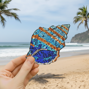 Glitter Ocean Shell Sequin <b>Iron</b>-On Plastic Patch for Clothing and Hats - Product Image 1