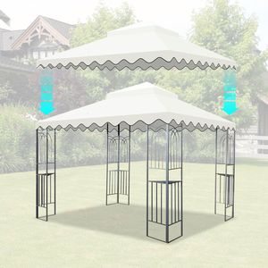10x10 Ft Outdoor Patio Double Tiered Gazebo Tent <b>Roof</b> Top Cover Only Replacement <b>Canopy</b> with Wavy Border (Frame Not Included) - Product Image 2