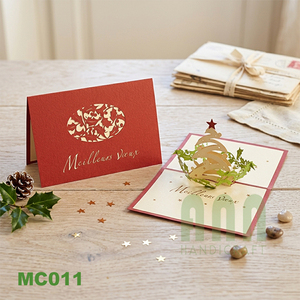 Custom Vietnam ANN HANDICRAFT 3D Pop-Up Laser Cut 4 Color Christmas Invitation Paper Hot Stamping Thank You Greeting <b>Cards</b> - Product Image 5
