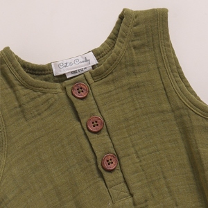 Mameluco de burbujas de muselina orgánica de calidad superior Paquete de 2 aceitunas y pistachos para traje de bebé en crema - Product Image 3