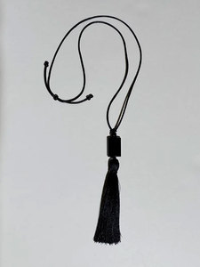 Black Tassel Pendant <b>Necklace</b> Long Cord Minimalist Boho <b>Statement</b> Handmade Fashion Jewelry for Women - Product Image 4