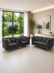Ensemble de canapés modernes 211 PIRAMID gris foncé émeraude pour hôtel, salon, appartement, tissu haut de gamme personnalisé, écologique, pieds en acier inoxydable - Product Image 3