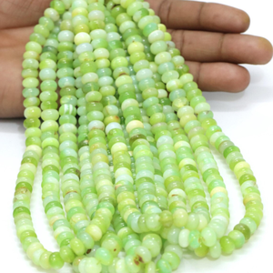 Magnifiques perles opales vert néon à pois, forme rondelle lisse, 16 pouces, 7-10 mm, perles de pierres précieuses vert pastel, qualité AAA. - Product Image 1