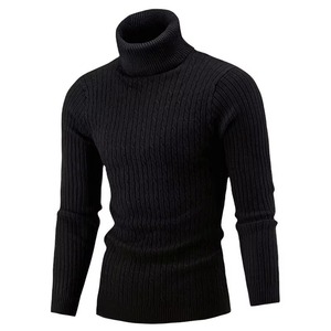 Pull à col roulé en tricot pour homme, coupe ajustée, chaud, élégant, à manches longues, décontracté, doux et confortable - Product Image 4