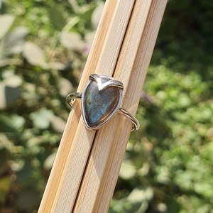 Piedra de Labradorita, Plata de Ley 925, Chapada en Oro, Hecha a Mano, Forma de Pera, Regalo de Aniversario para Ella, Mamá - Product Image 6
