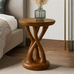 Taburetes de madera maciza Taburetes redondos pequeños de alta calidad Diseño otomano Calidad garantizada para dormitorio Hotel Apartamento - Product Image 3