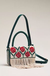 Bolso de Hombro Tipo Sobre de Gamuza Étnica para Mujer con Solapa Geométrica con Cuentas y Borlas - Product Image 2