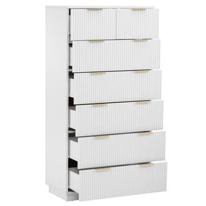 FCH Armario de Seis Niveles y Siete Cajones con Frente de Cajón con Patrón Ondulado, Organizador de Armario de Tablero de Partículas P2 y Tablero de Densidad, Color Blanco - Product Image 4