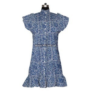 Robe en coton imprimé au bloc, tenue d'été pour femmes, vente en gros, vêtements d'Inde et du Pakistan - Product Image 3