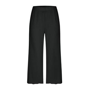 Custom Women's <b>Three</b> <b>Quarter</b> <b>Length</b> Polyester Printed Wide Leg Solid Pants Mid Waist Elastic Breathable Loose Fit Summer Style - Product Image 3