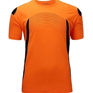 T-shirt en tricot à manches courtes pour homme, coupe ajustée, col rond, uni, décontracté, coton, élasthanne/polyester, séchage rapide, bleu, vert fluo, sublimation - Product Image 4