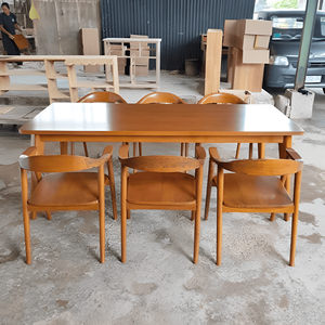 Ensemble de table et de chaises à manger en bois écologique minimaliste moderne, meubles de salle à manger rectangulaires pour la maison, l'appartement, la villa, l'hôtel - Product Image 3