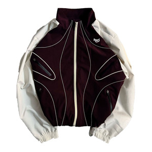 Custom Y2K Style <b>Men</b> Contrast Panel <b>Reflective</b> Pining <b>Jacket</b> Loose Fit Embroidery Water Resistant Windbreaker Streetwear <b>Jackets</b> - Product Image 4