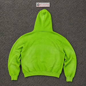 Sudadera con capucha premium verde lima extragrande con cremallera completa, unisex, estilo urbano, holgada, con cremallera completa, logotipo personalizado, venta al por mayor - Product Image 6