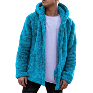 Veste polaire à capuche vert olive pour homme, coupe classique, décontractée, couleur unie, fermeture éclair, style Teddy, chaude pour l'hiver, écologique, séchage rapide - Product Image 6