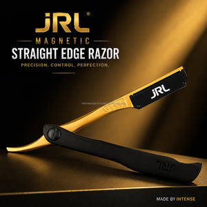 JRL Gold & Black Magnetic Luxury Stainless Steel Manual <b>Straight</b> Edge <b>Razor</b> with Custom Logo for Professional Barbers Beard Care - Product Image 1