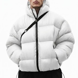 Blouson matelassé blanc à capuche pour homme, épais, respirant, coupe-vent, décontracté, coupe ample, pour l'hiver et les activités de plein air, 400g - Product Image 3