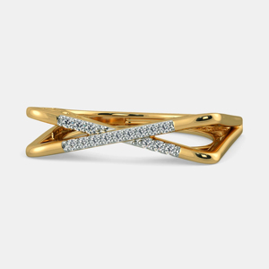 Geometric Yellow <b>Gold</b> <b>Cocktail</b> <b>Ring</b> With Round Brilliant Cut Diamonds Luxury Unisex Engagement Style - Product Image 2