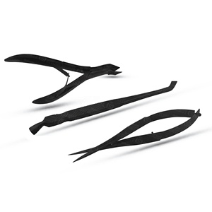 Outil de manucure et pédicure en acier inoxydable noir, pince à cuticules, repousse-cuticules, outils de nail art, ciseaux à ressort - Product Image 2