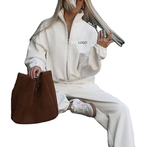 ชุดวอร์มลำลองผ้าฝ้ายฟลีซสำหรับผู้หญิง ปี 2026 ชุดเซ็ต 2 ชิ้น เสื้อฮู้ดซิป กางเกงจ็อกเกอร์ คุณภาพสูง ชุดกีฬาสั่งทำได้ ขายส่ง - Product Image 3