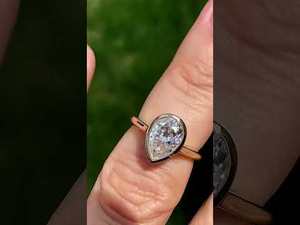 Anillo Solitario con Diamante Cultivado en Laboratorio en Forma de Pera, Chapado en Oro Blanco de 14K y 18K, con Engaste Pequeño, para Compromiso, Ideal para Mujeres y Chicas, para Fiestas - Product Image 6