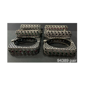 OM Fashion Studio fait à la main léger classique Goongroo oxydé allemand bracelet en argent paire Bracelet en argent bijoux anciens pour - Product Image 2