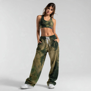 Pantalones de chándal anchos de felpa vintage al por mayor para mujer, de punto, 100% algodón, de felpa francesa, de pierna ancha - Product Image 1