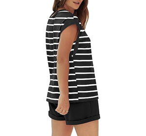 Lightweight women's lounge sets <b>Cap</b> sleeve top and shorts Women's matching sets Summer loungewear - Product Image 5