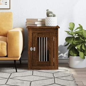 Meuble pour chien en bois d'ingénierie chêne brun moyen avec structure en acier, dans la catégorie Maisons et meubles pour animaux de compagnie - Product Image 3